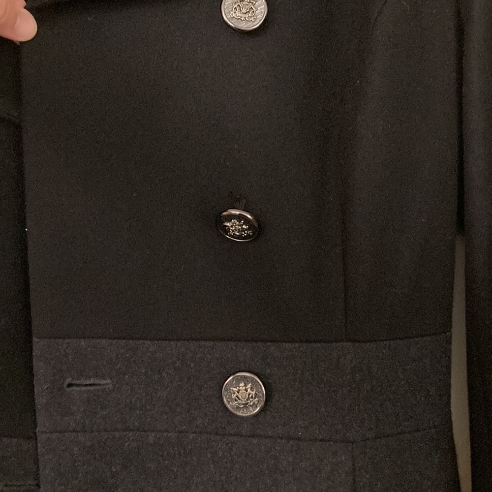 Guess Black Peacoat Double Breasted Wool Blend Coat Jacket Women’s Sz Small - Picture 7 of 10
